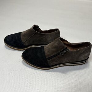 ALL BLACK Footwear Brown Suede Calf Hair Shoes 38 US 7 Side Zip Anthropologie